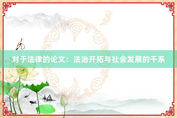 对于法律的论文:法治开拓与社会发展的干系